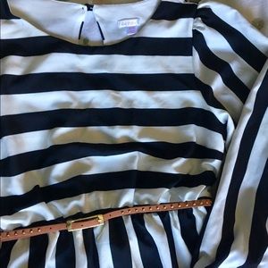 Black and White Striped Long Sleeved Dress